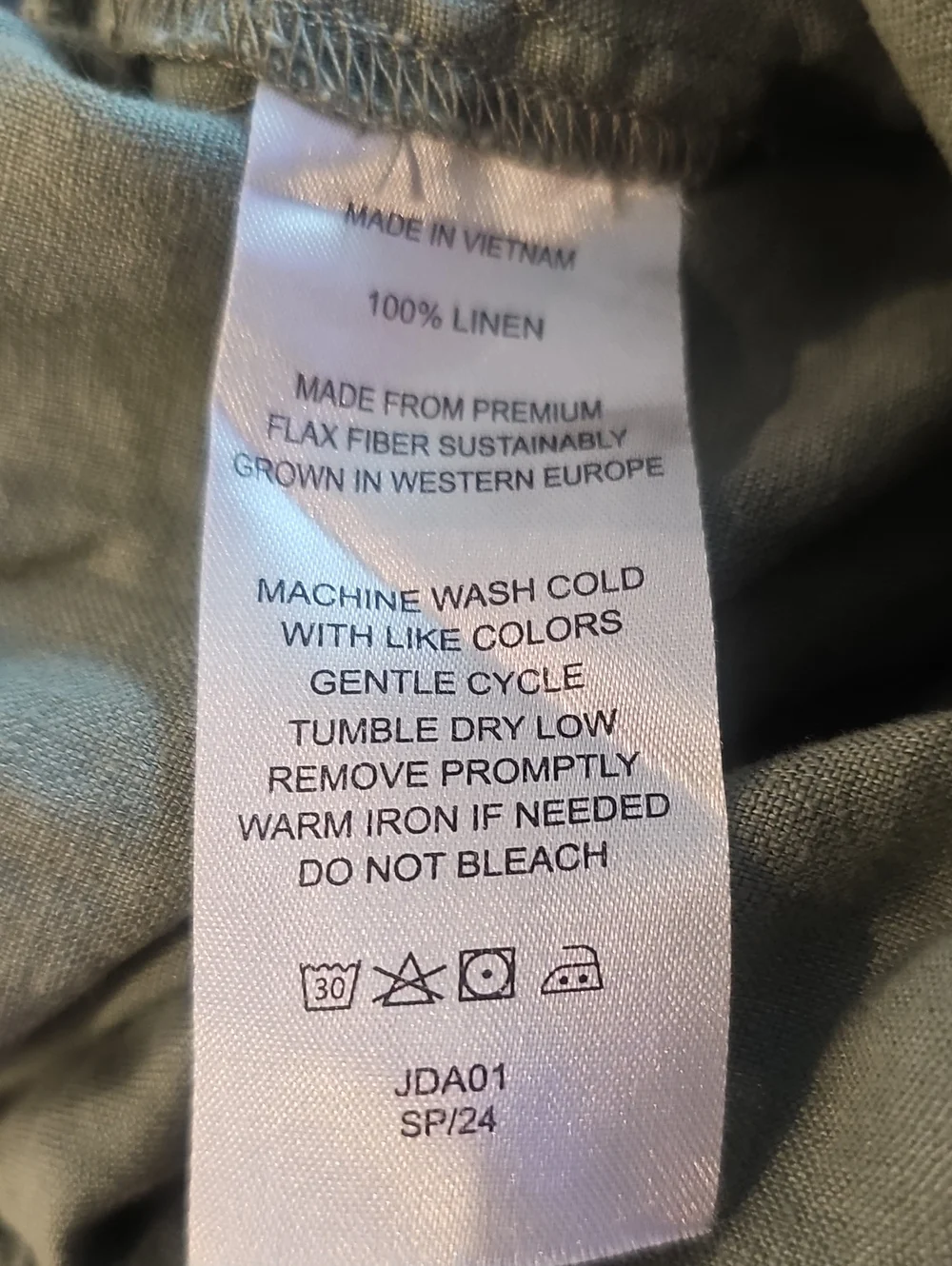 Quince 100% European Linen Tapered Ankle Pants – Light Green – Size Large